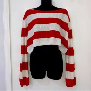Waldo Striped Cropped Knit Sweater